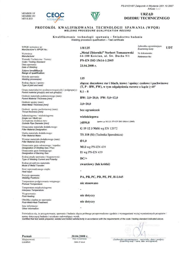 Uprawnienia UDT